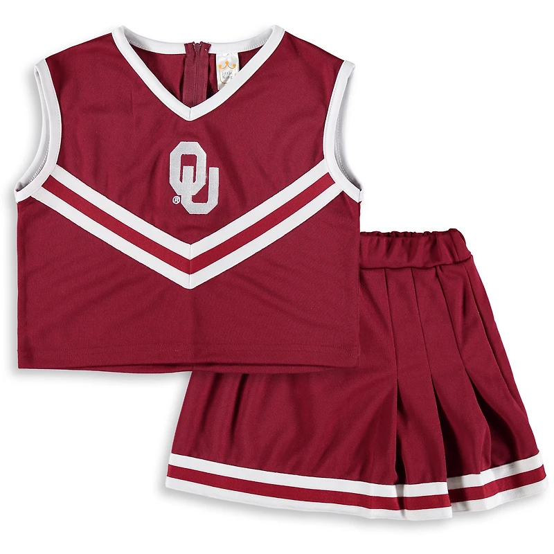 Ensemble de cheerleading deux pièces pour petites filles, couleur rouge Oklahoma Sooners