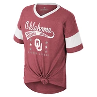 T-shirt à nouer sur le devant pour filles du Colisée Crimson Oklahoma Sooners Frontier
