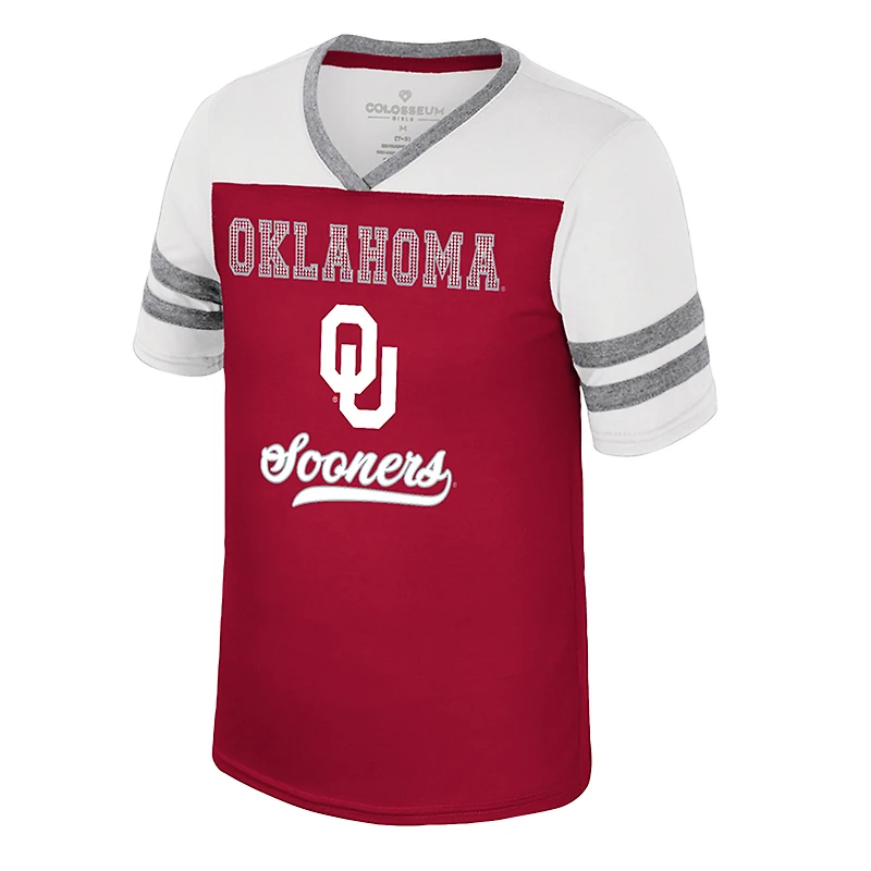 Girls Youth Colosseum Crimson Oklahoma Sooners Princess Bubblegum Bling T-Shirt