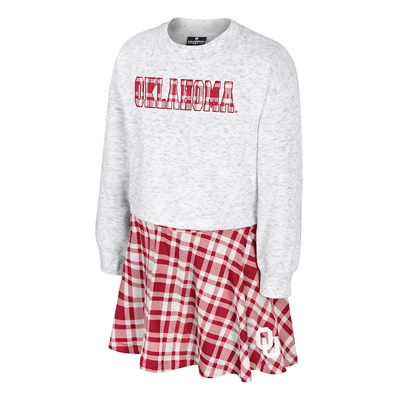 Girls Youth Colosseum Gray Oklahoma Sooners Marceline Plaid Skirt and Top Set
