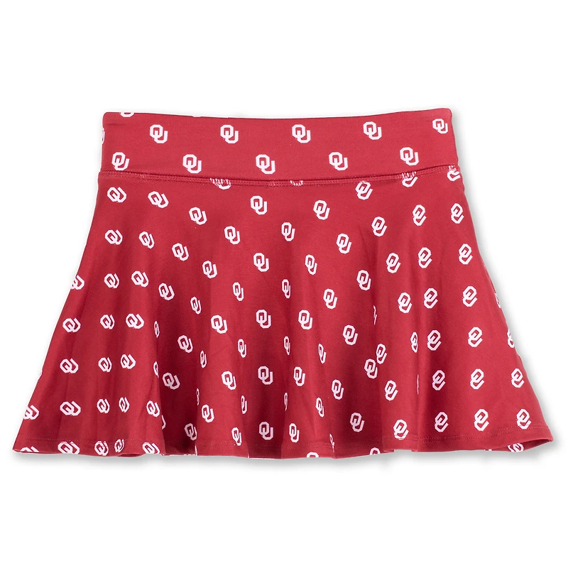 Girls Youth ZooZatz Crimson Oklahoma Sooners All-Over Print Tennis Skort