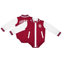 Infant Colosseum Crimson Oklahoma Sooners Bell Rings Varsity Bodysuit