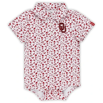 Infant Garb Crimson Oklahoma Sooners Tom Allover Print Performance Polo Bodysuit