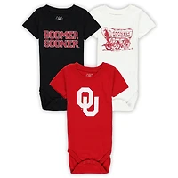 Infant Wes & Willy  Oklahoma Sooners Three-Pack Bodysuit Set