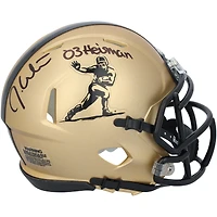 Casque miniature Riddell Speed ​​doré, autographié par Jason White des Oklahoma Sooners, avec inscription « Heisman 2003 ».