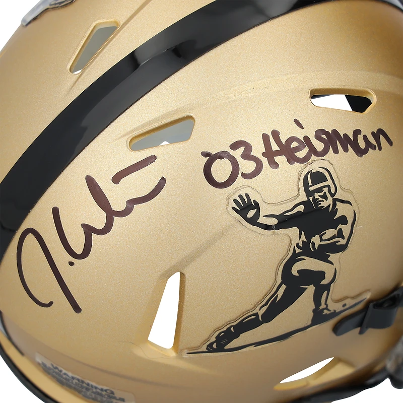 Jason White Oklahoma Sooners Autographed Gold Heisman Riddell Speed Mini Helmet with "03 Heisman" Inscription