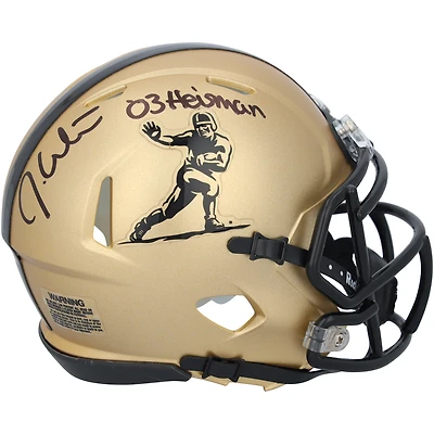 Casque miniature Riddell Speed ​​doré, autographié par Jason White des Oklahoma Sooners, avec inscription « Heisman 2003 ».