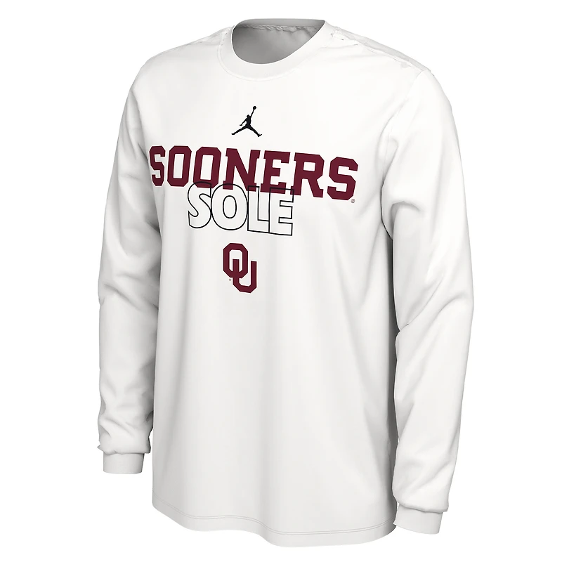 Jordan Brand T-shirt blanc à manches longues Oklahoma Sooners 2023 On Court Bench