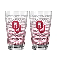 Logo Brands Oklahoma Sooners Two-Pack Chant Fade 16oz. Pint Glass Set