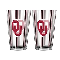 Ensemble de deux verres à bière rayés de 47 cl (16 oz) Logo Brands Oklahoma Sooners