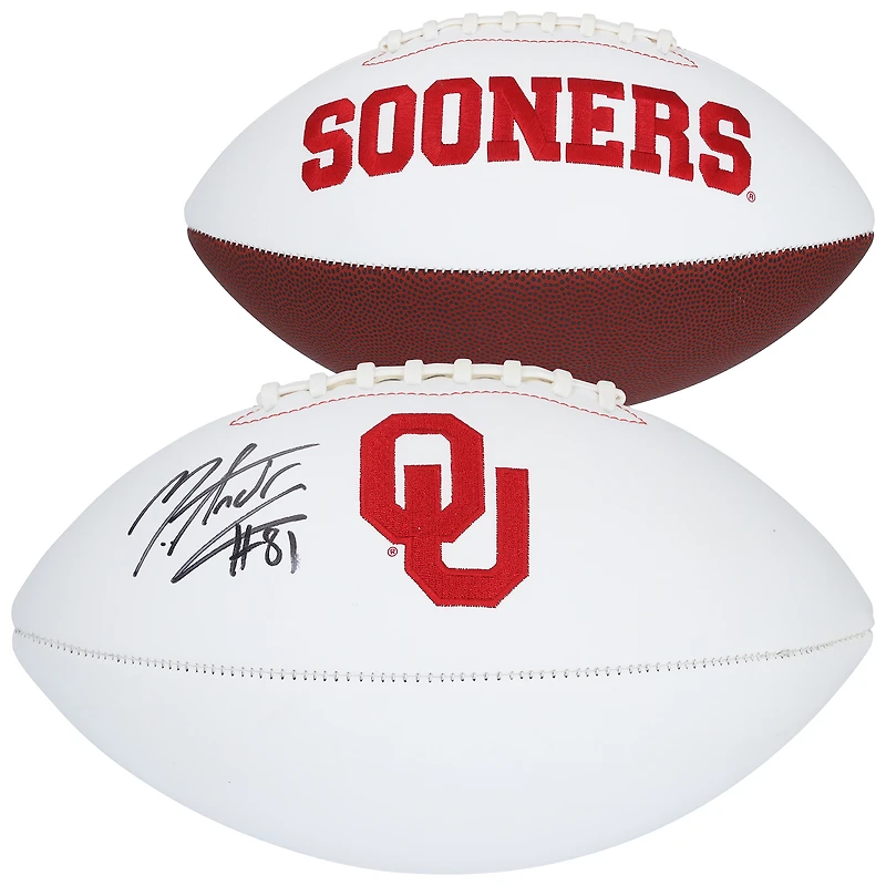 Ballon de football américain Nike à panneau blanc autographié par Mark Andrews des Oklahoma Sooners