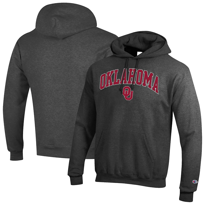 Men's Champion  Charcoal Oklahoma Sooners Arch Over Logo Pullover Hoodie