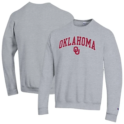Men's Champion  Heather Gray Oklahoma Sooners Arch Over Logo Pullover Sweatshirt