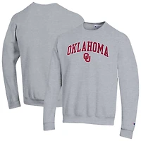 Men's Champion  Heather Gray Oklahoma Sooners Arch Over Logo Pullover Sweatshirt