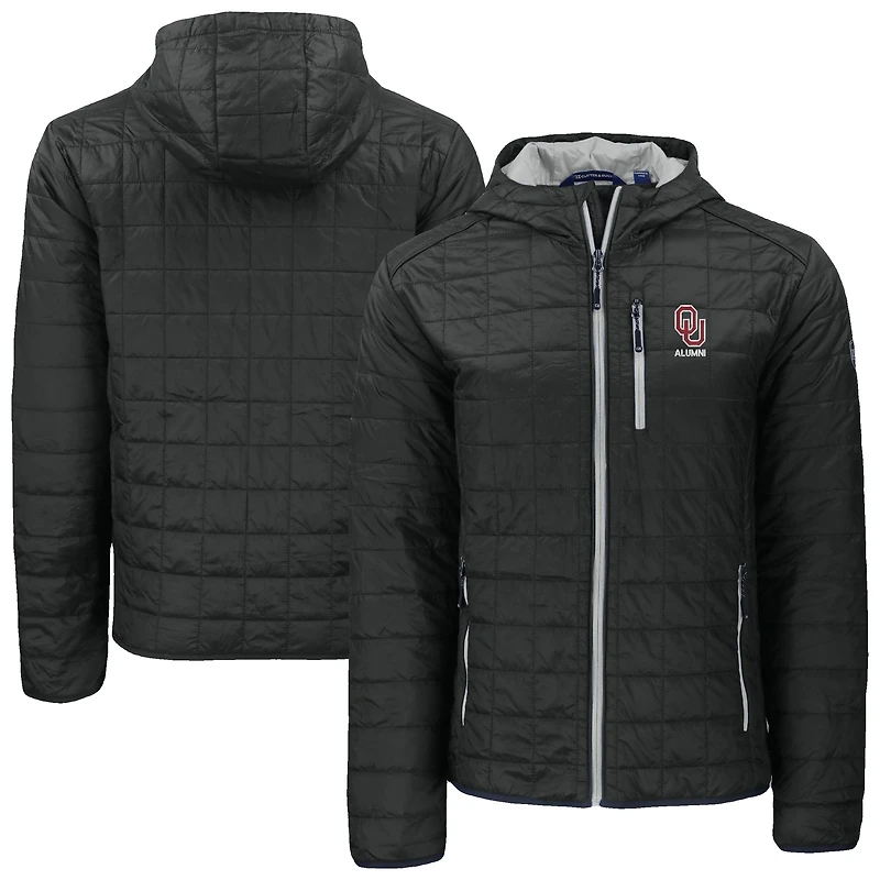 Veste à capuche zippée intégrale Cutter & Buck Gray Oklahoma Sooners Rainier Eco PrimaLoft pour homme