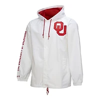 Men's Mitchell & Ness  White Oklahoma Sooners Coaches Full-Snap Hoodie Jacket