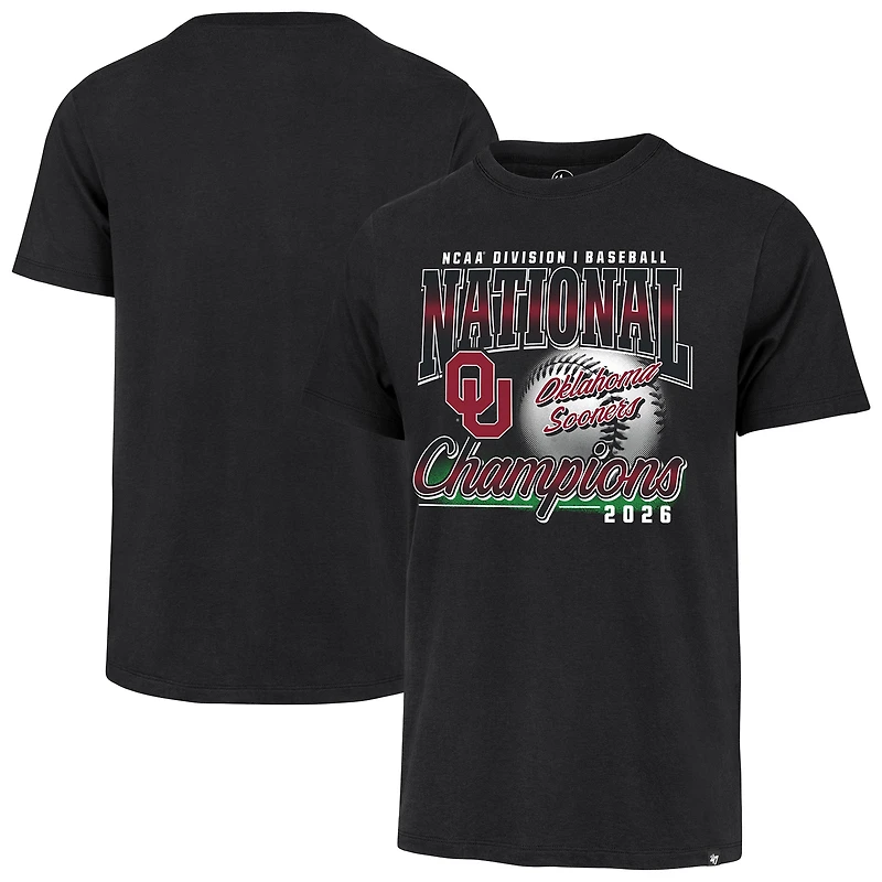 T-shirt Franklin noir pour homme, numéro 47, Oklahoma Sooners, champions des College World Series de baseball universitaire NCAA 2026.