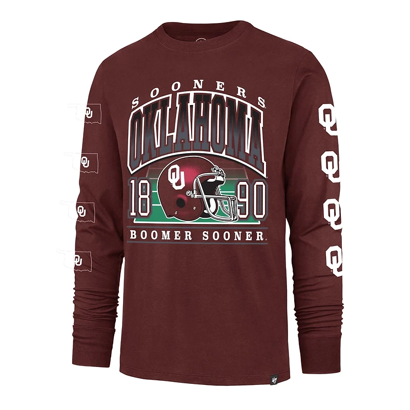 Men's '47  Crimson Oklahoma Sooners Go Big Long Sleeve T-Shirt