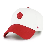 Men's '47  White/Crimson Oklahoma Sooners Contemporary Basics Two Tone Clean Up Adjustable Hat
