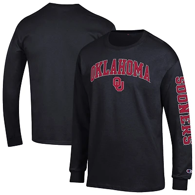 Men's Champion Oklahoma Sooners Arch Over Logo 2-Hit Long Sleeve T-Shirt