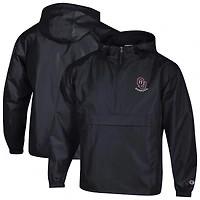 Men's Champion  Black Oklahoma Sooners Packable Hooded Windbreaker Half-Zip Jacket