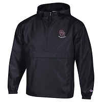 Veste coupe-vent à capuche demi-zip pliable Champion Black Oklahoma Sooners pour homme
