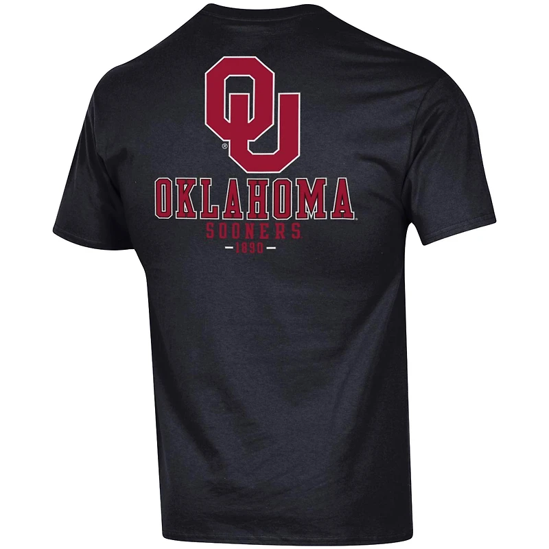 Men's Champion Black Oklahoma Sooners Stack 2-Hit T-Shirt