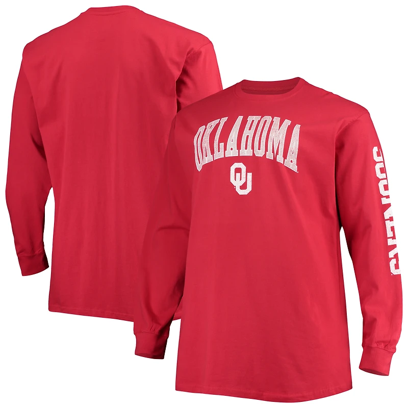 T-shirt à manches longues Champion Crimson Oklahoma Sooners pour hommes, grandes tailles, 2 coups