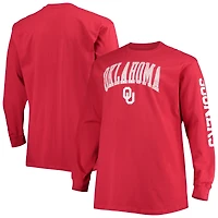 T-shirt à manches longues Champion Crimson Oklahoma Sooners pour hommes, grandes tailles, 2 coups