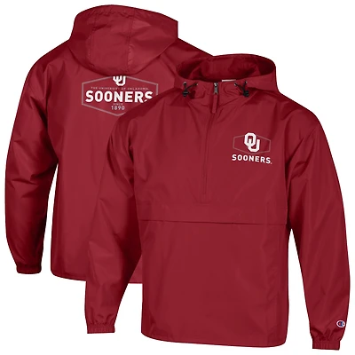 Men's Champion Crimson Oklahoma Sooners Delay Packable Half-Zip Jacket