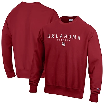 Men's Champion  Crimson Oklahoma Sooners Relentless Reverse Weave Sweatshirt