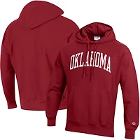 Men's Champion Crimson Oklahoma Sooners Team Arch Reverse Weave Relaxed Fit Pullover Hoodie