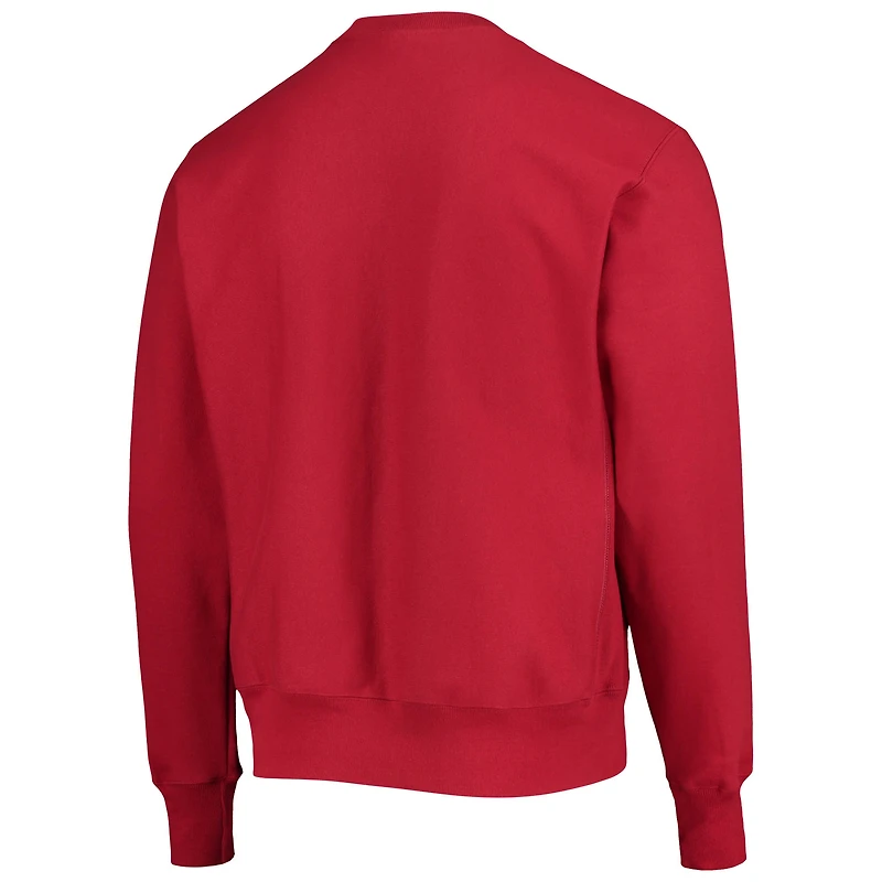 Men's Champion Crimson Oklahoma Sooners Vault Logo Reverse Weave Pullover Sweatshirt