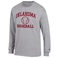 Men's Champion  Gray Oklahoma Sooners Baseball Icon Long Sleeve T-Shirt