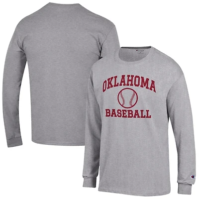 Men's Champion  Gray Oklahoma Sooners Baseball Icon Long Sleeve T-Shirt