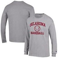 Men's Champion  Gray Oklahoma Sooners Baseball Icon Long Sleeve T-Shirt