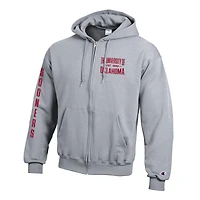 Sweat à capuche zippé en polaire Champion gris Oklahoma Sooners Varsity Powerblend pour homme