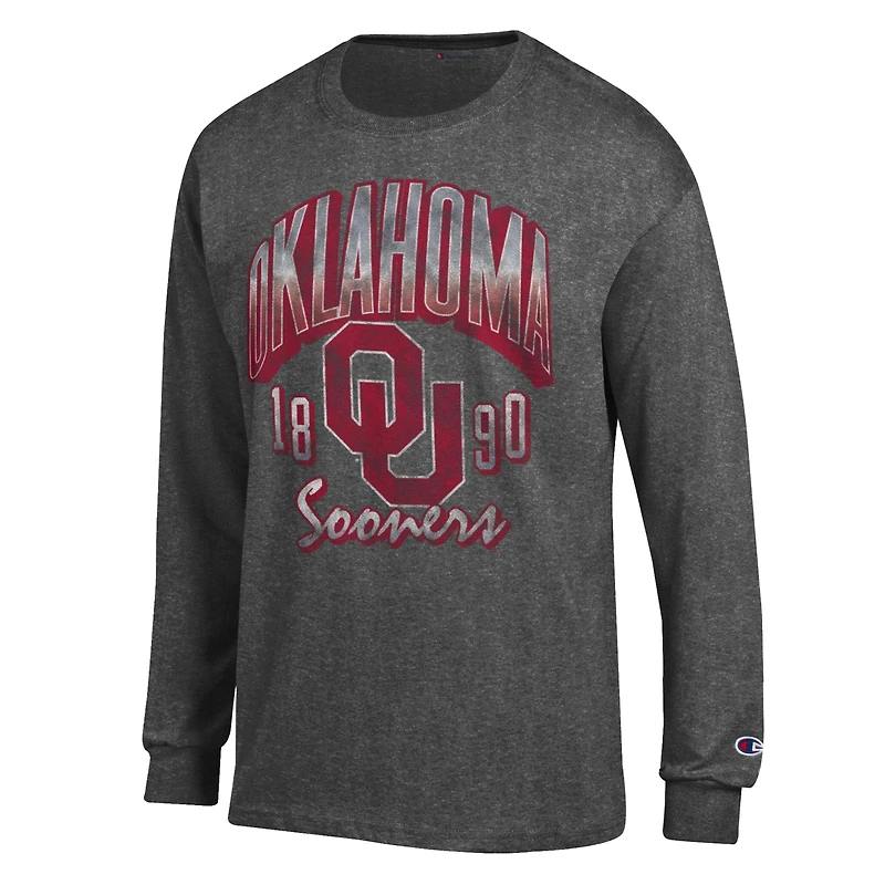 Men's Champion  Heather Charcoal Oklahoma Sooners Bold Long-Sleeve T-Shirt