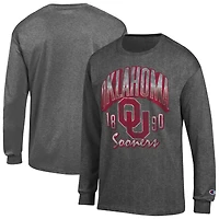 T-shirt à manches longues Champion Heather Charcoal Oklahoma Sooners Bold pour homme