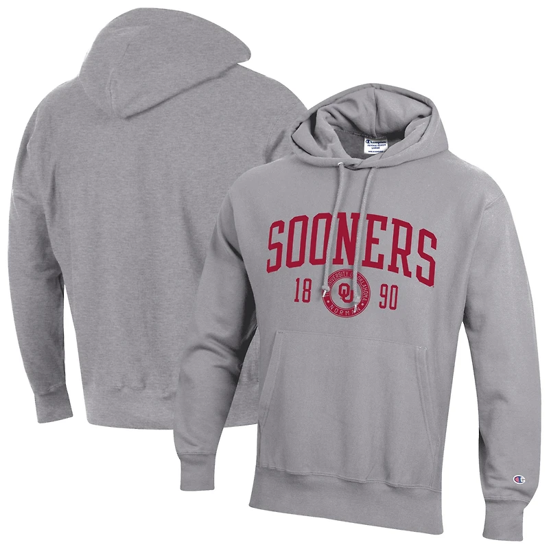Men's Champion Heather Gray Oklahoma Sooners Established Reverse Weave Hoodie