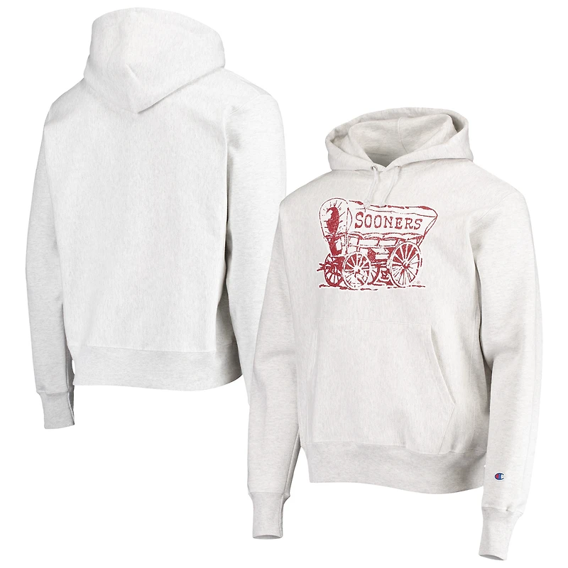 Men's Champion Heathered Gray Oklahoma Sooners Team Vault Logo Reverse Weave Pullover Hoodie