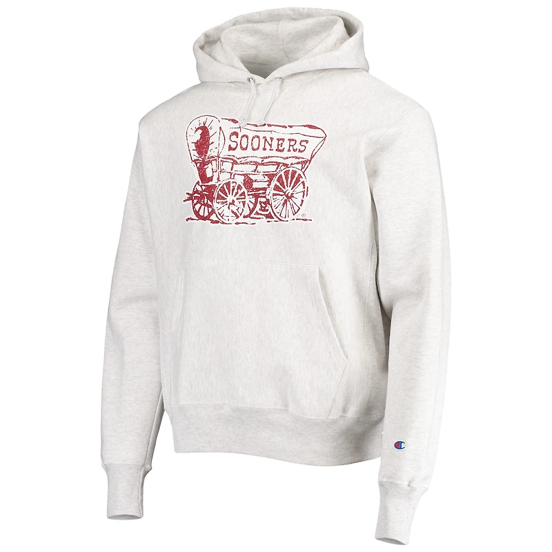 Men's Champion Heathered Gray Oklahoma Sooners Team Vault Logo Reverse Weave Pullover Hoodie