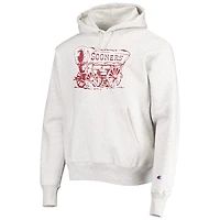 Men's Champion Heathered Gray Oklahoma Sooners Team Vault Logo Reverse Weave Pullover Hoodie