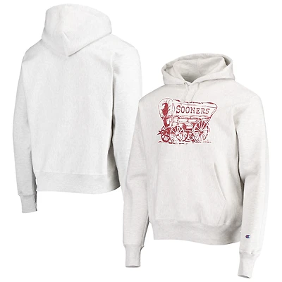 Men's Champion Heathered Gray Oklahoma Sooners Team Vault Logo Reverse Weave Pullover Hoodie