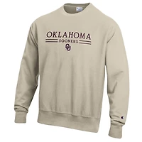 Men's Champion Oatmeal Oklahoma Sooners Reverse Weave Crewneck Sweatshirt