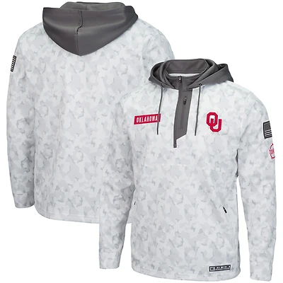 Colosseum Arctic Camo Oklahoma Sooners OHT Military Appreciation Quarter-Zip Sweat à capuche pour homme