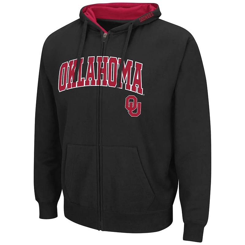 Sweat à capuche entièrement zippé Colosseum Oklahoma Sooners Arch & Team Logo 3.0 pour homme, noir