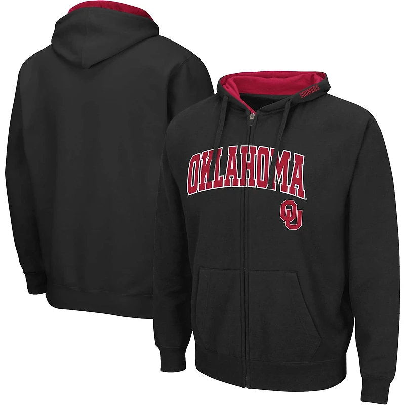 Sweat à capuche entièrement zippé Colosseum Oklahoma Sooners Arch & Team Logo 3.0 pour homme, noir