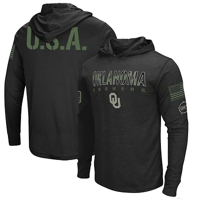 T-shirt à capuche manches longues Colosseum Oklahoma Sooners Big & Tall OHT Military Appreciation Tango pour hommes
