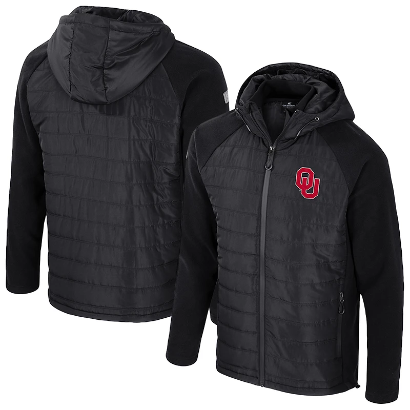 Men's Colosseum Black Oklahoma Sooners Block The Sun Full-Zip Hoodie Jacket